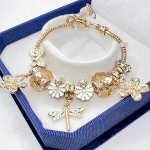 Elegant Gold plated and Silver Charm Bracelet